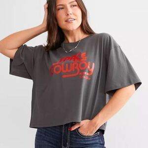 WRANGLER Space Cowboy T-Shirt Gray Red Size Small